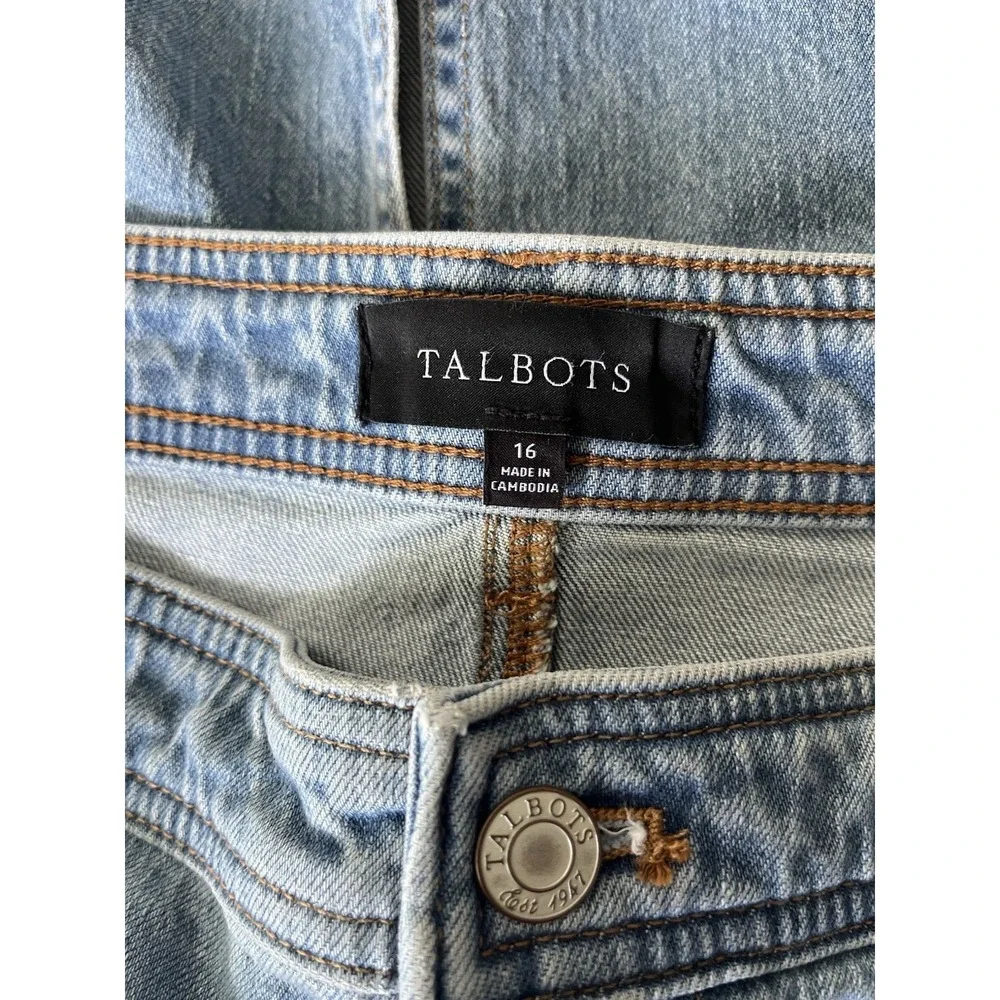 Talbots Women's Drop Hem Denim Midi Skirt Light Blue‎ Wash Size 16 NWT